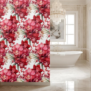 Elegant Red Orchids Shower Curtain