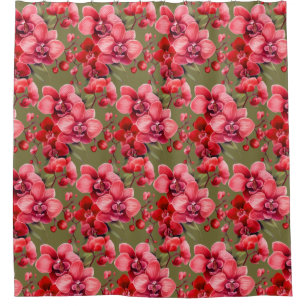 Elegant Red Orchids Shower Curtain