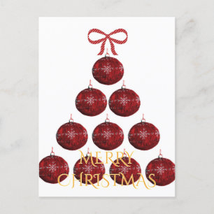 Elegant red ornament Christmas tree Holiday Postcard