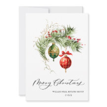 Elegant Red Ornament Merry Christmas Corporate