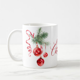 Elegant Red Ornament Merry Christmas Holiday Coffee Mug
