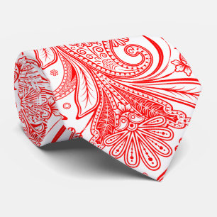 Elegant Red Paisley On White Changeable Background Tie