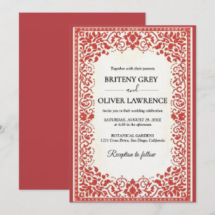 Elegant Red Papel Picado weeding Invitation