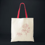 Elegant Red Peony Flower Wedding Welcome Tote Bag<br><div class="desc">A red peony line drawing makes an elegant statement for your wedding. You may personalise with your information and change the colour to suit your event.</div>