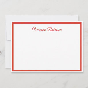 Elegant Red Personalised Flat Note Card