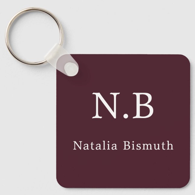 Elegant red personalised key ring (Front)