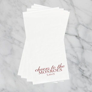 Elegant Red Personalised Wedding Guest Towels  Napkin