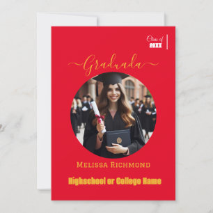 Elegant Red Photo Spanish Graduated Announcement