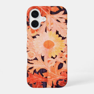 ELEGANT RED PINK DAISY Floral Leaves iPhone 16 Case