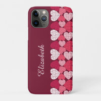 Elegant Red Pink Jigsaw Puzzle Heart Pattern Name