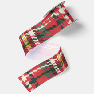 Elegant Red Plaid Christmas Rustic Matching Satin Ribbon