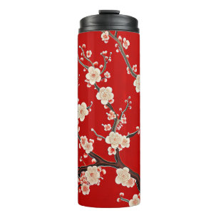 Elegant Red Plum Blossom Thermal Tumbler