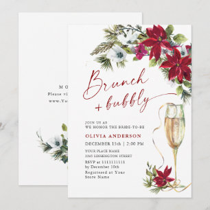 Elegant Red Poinsettia Christmas BRIDAL SHOWER Invitation