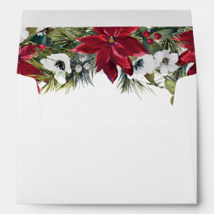 Elegant Red Poinsettia Christmas Watercolor Envelope
