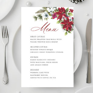 Elegant Red Poinsettia Christmas Wedding Menu