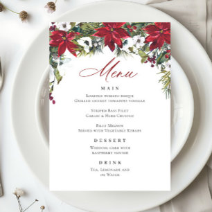 Elegant Red Poinsettia Christmas Wedding Menu