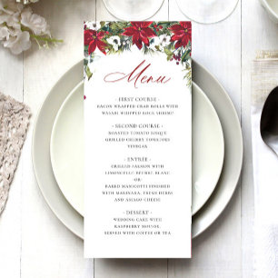 Elegant Red Poinsettia Christmas Wedding Menu
