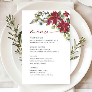 Elegant Red Poinsettia Christmas Wedding Menu