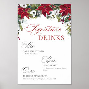 Elegant Red Poinsettia Mimosa Bar Wedding Poster