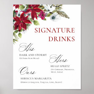 Elegant Red Poinsettia Mimosa Bar Wedding Poster