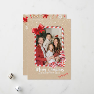 Elegant Red Poinsettia Photo Christmas Card 