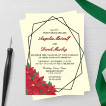 Elegant Red Poinsettia Winter Wedding Invitation