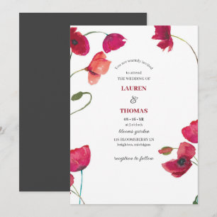 Elegant Red Poppies Floral Wedding Invitation