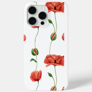 Elegant Red Poppy Floral iPhone 15 Pro Max Case