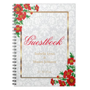 Elegant Red Poppy Flowers - Guestbook Notebook