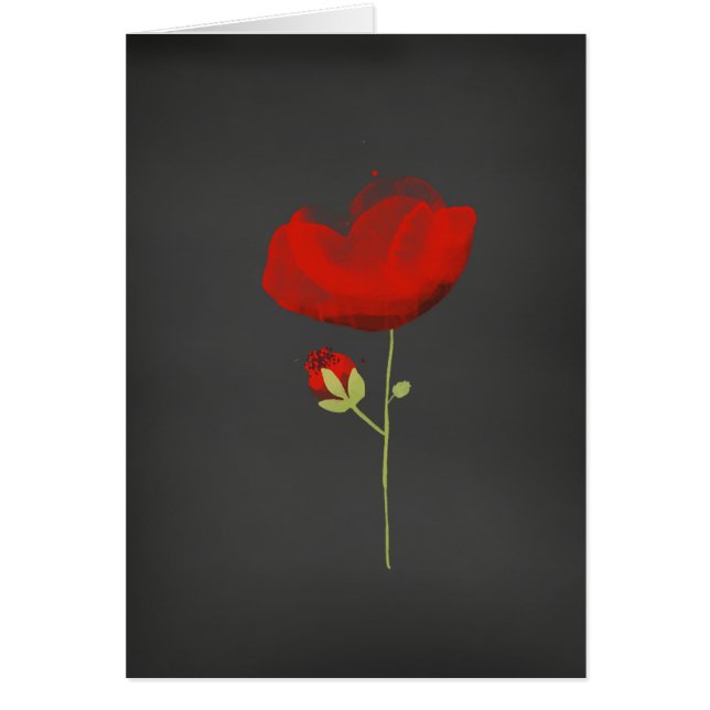 Elegant Red Poppy on Black (Front)