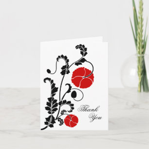 Elegant Red Poppy Thank You Note Card