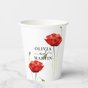 Elegant Red Poppy Wedding Paper Cups