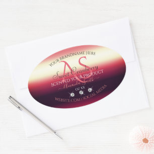 Elegant Red Product Labels Diamonds and Initials