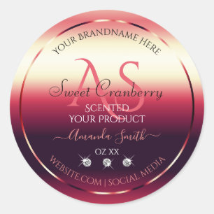 Elegant Red Product Labels Diamonds and Initials