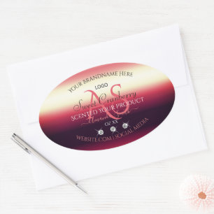 Elegant Red Product Labels Diamonds Initials Logo