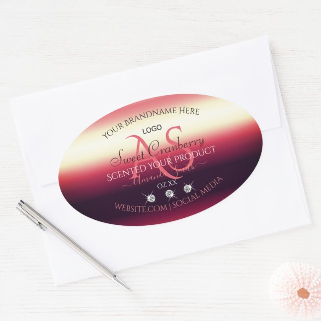 Elegant Red Product Labels Diamonds Initials Logo (Envelope)
