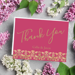 Elegant Red Purple and Gold Wedding Thank You   Postcard