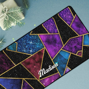 Elegant red purple girly geometric desk mat