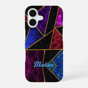 Elegant red purple girly geometric iPhone 16 case