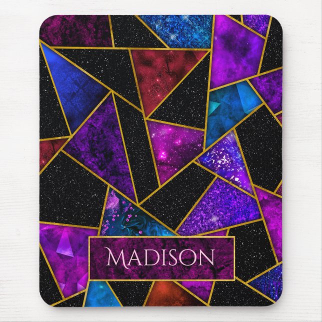 Elegant red purple girly geometric mouse pad (Front)