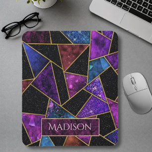 Elegant red purple girly geometric mouse pad