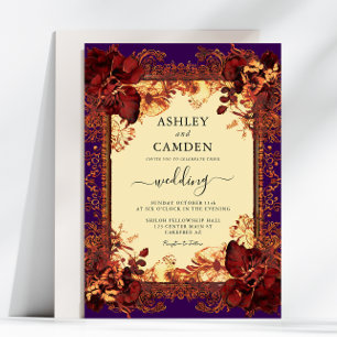 Elegant Red Purple Orange Wedding Invitation