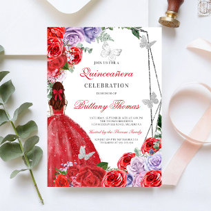 Elegant Red Quinceañera Invitation