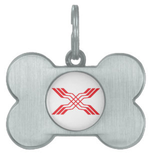 Elegant Red Ribbon line Letter X Monogram Pet ID Tag