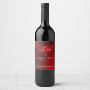 Elegant Red Ribbon, Ruby  Wine Label