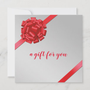 Elegant Red Ribbon with Bow Gift Wrap Gift Card