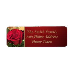 Elegant Red Rose Address Return Address Label