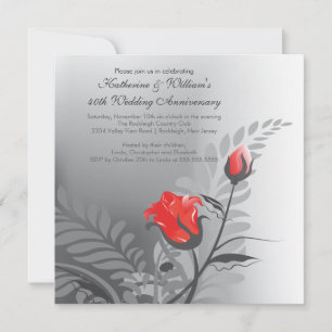 Elegant Red Rose Anniversary Invitation
