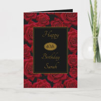 Elegant Red Rose Any Age Birthday