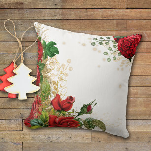 Elegant Red Rose Bouquet Cushion
